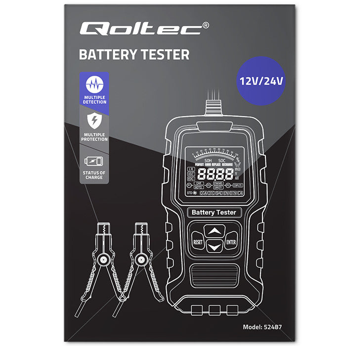 Qoltec LCD digital battery tester | 12V | 24V | 3Ah-400Ah