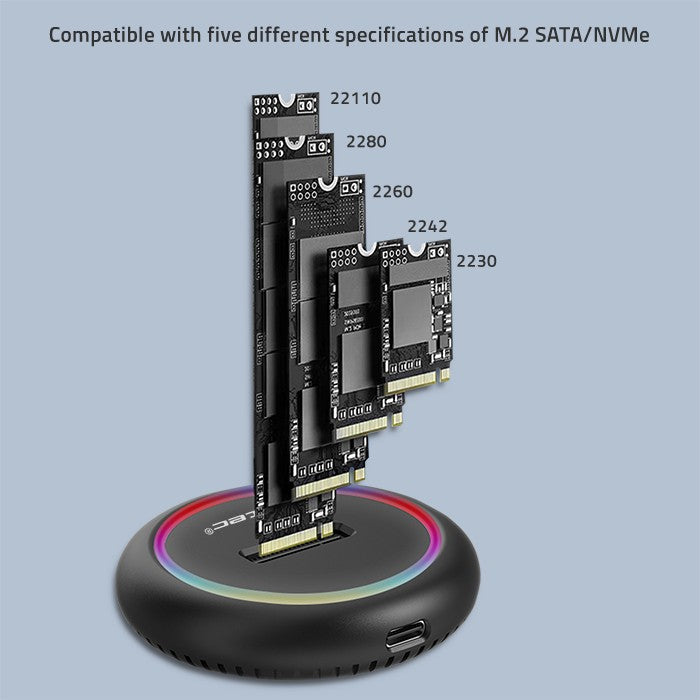 Qoltec M.2 SSD drive docking station | SATA | NVMe | USB-C | 2TB