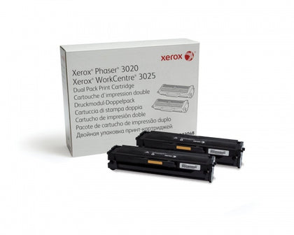 Xerox Phaser 3020 / WorkCentre 3025 (106R03048) Dual Pack Toner Cartridge, Black