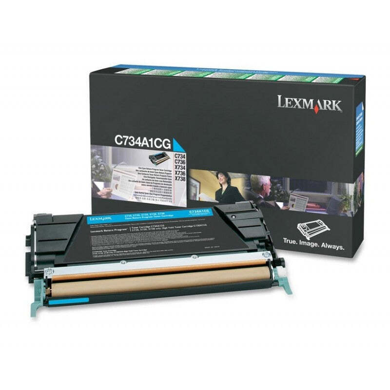 Original Lexmark C734A1CG cyan toner - open box