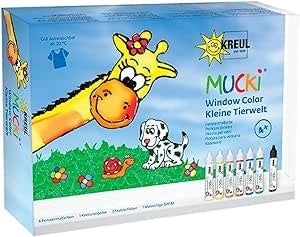 Ecost Customer Return KREUL 24451 - Mucki Window Color Set Kleine Tierwelt, 7 x 29 ml Farbe, Foli