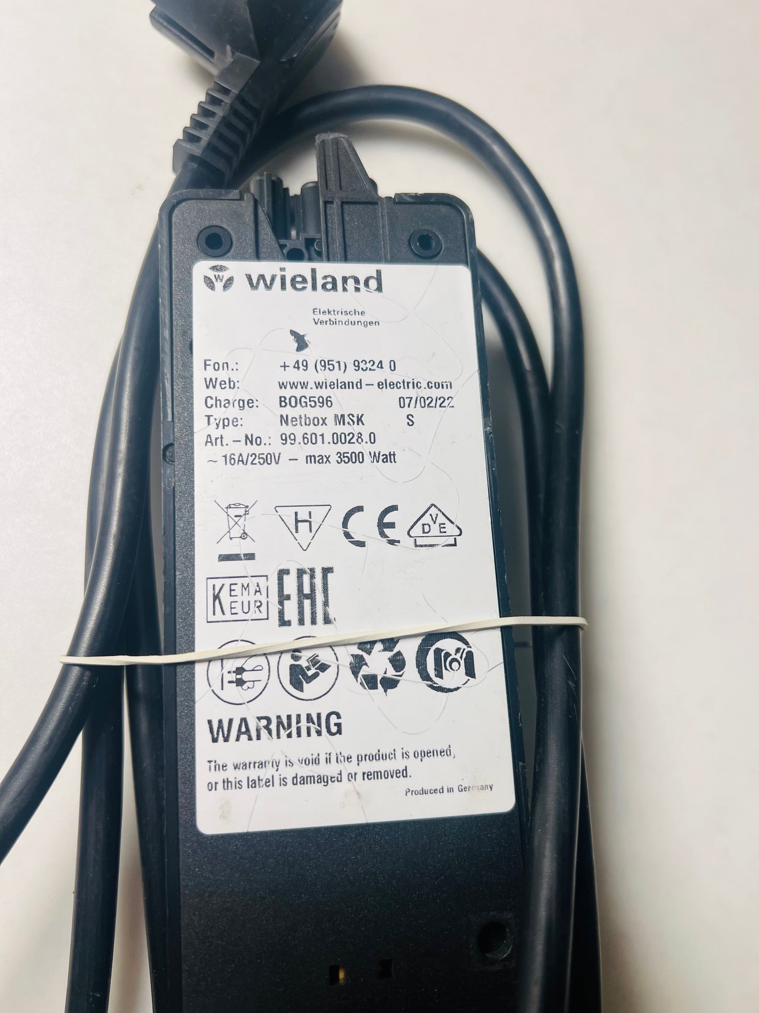 Wieland Netbox MSK 3-socket power strip 16A 250V