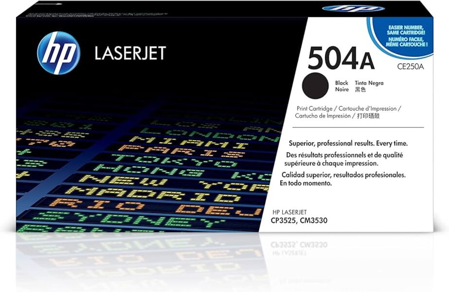 HP 504A Black Original LaserJet Toner Cartridge, CE250A - open box