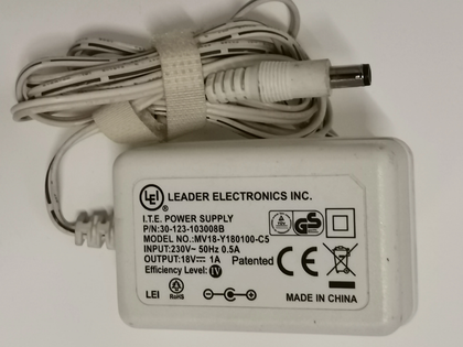 LEADER ELECTRONICS INC. 30-123-103008B 18V-1A adapter