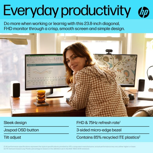 HP V24v G5 Monitor 23.8'' VA FHD 1920x1080, 5 ms, 250 cd/m2, 75 Hz, Juoda