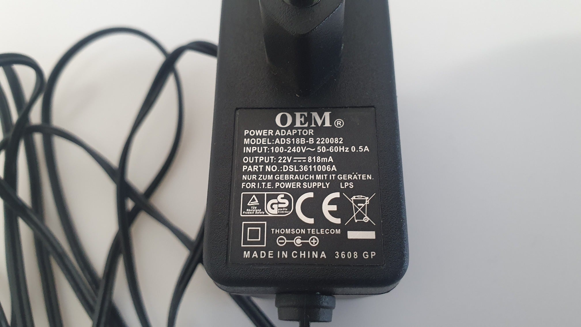 OEM ADS18B‑B 220082 22V 818 mA 18W AC Adapter