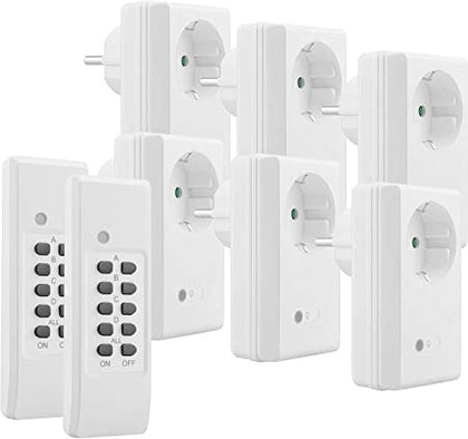 Ecost customer return mumbi Radio Plug Sockets Set Including 6 x Radio Plug Sockets and 2 x/Wireless