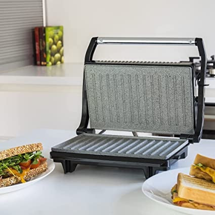 Ecost Customer Return, Panini Grill, Electric Grill, Iron And Toasted Sandwich Maker Stone-Coated Ro