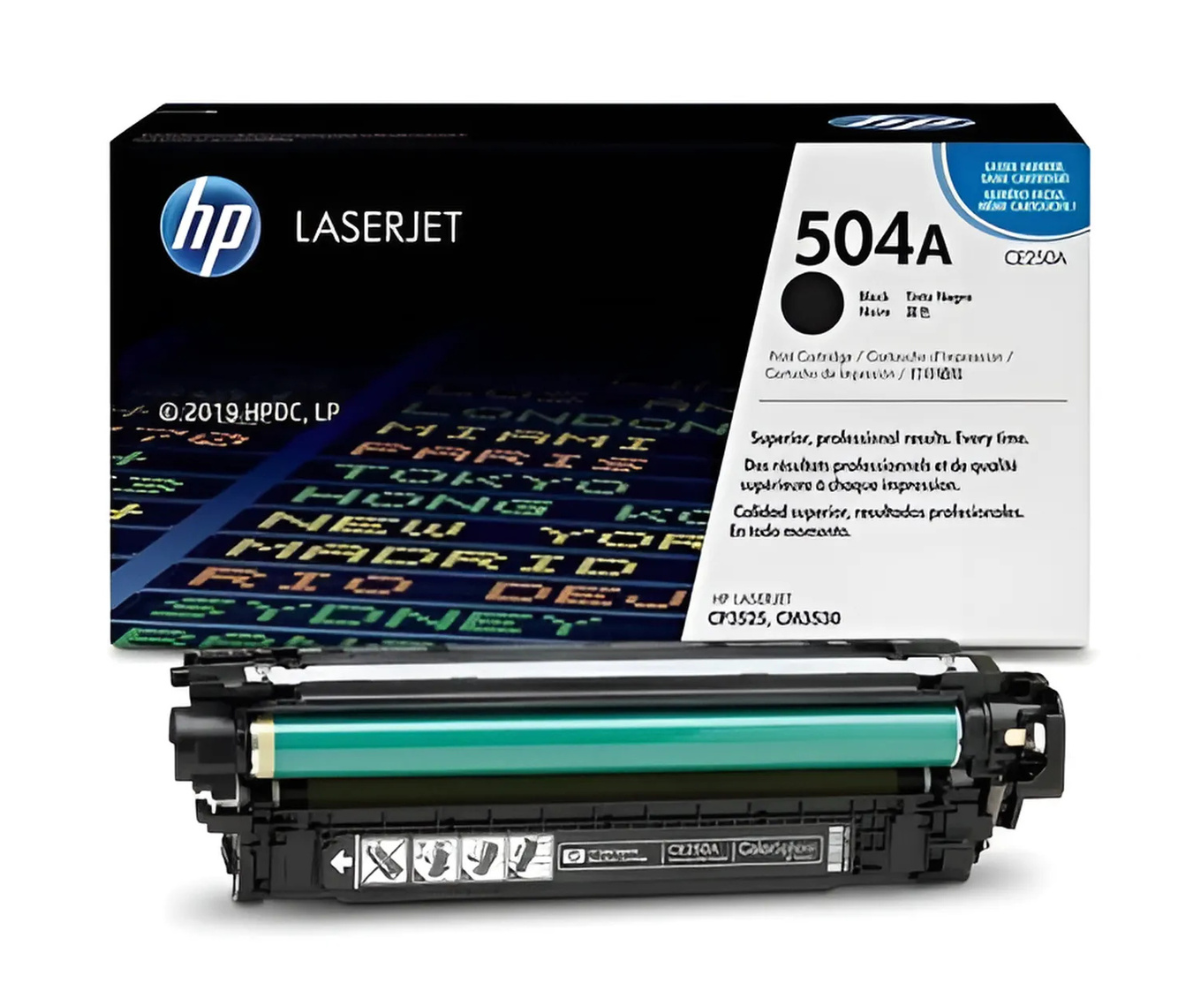 HP 504A Black Original LaserJet Toner Cartridge, CE250A