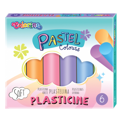 Colorino Pastel plasticine 6 colours round