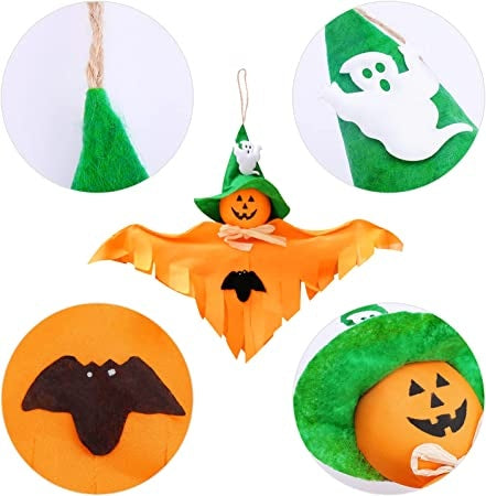 Ecost Qpout Halloween Party Hanging Decorations, Pack of 6 Hanging Ghost Ornament and Happy Hallowee