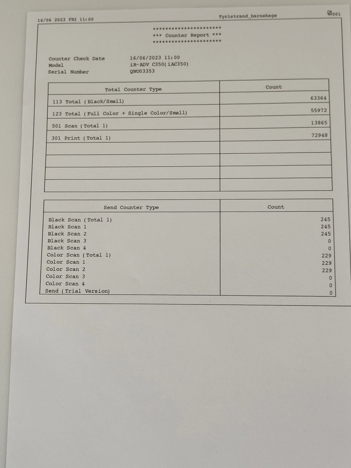 Copy machine CANON C350i A4 Copy counter 73K