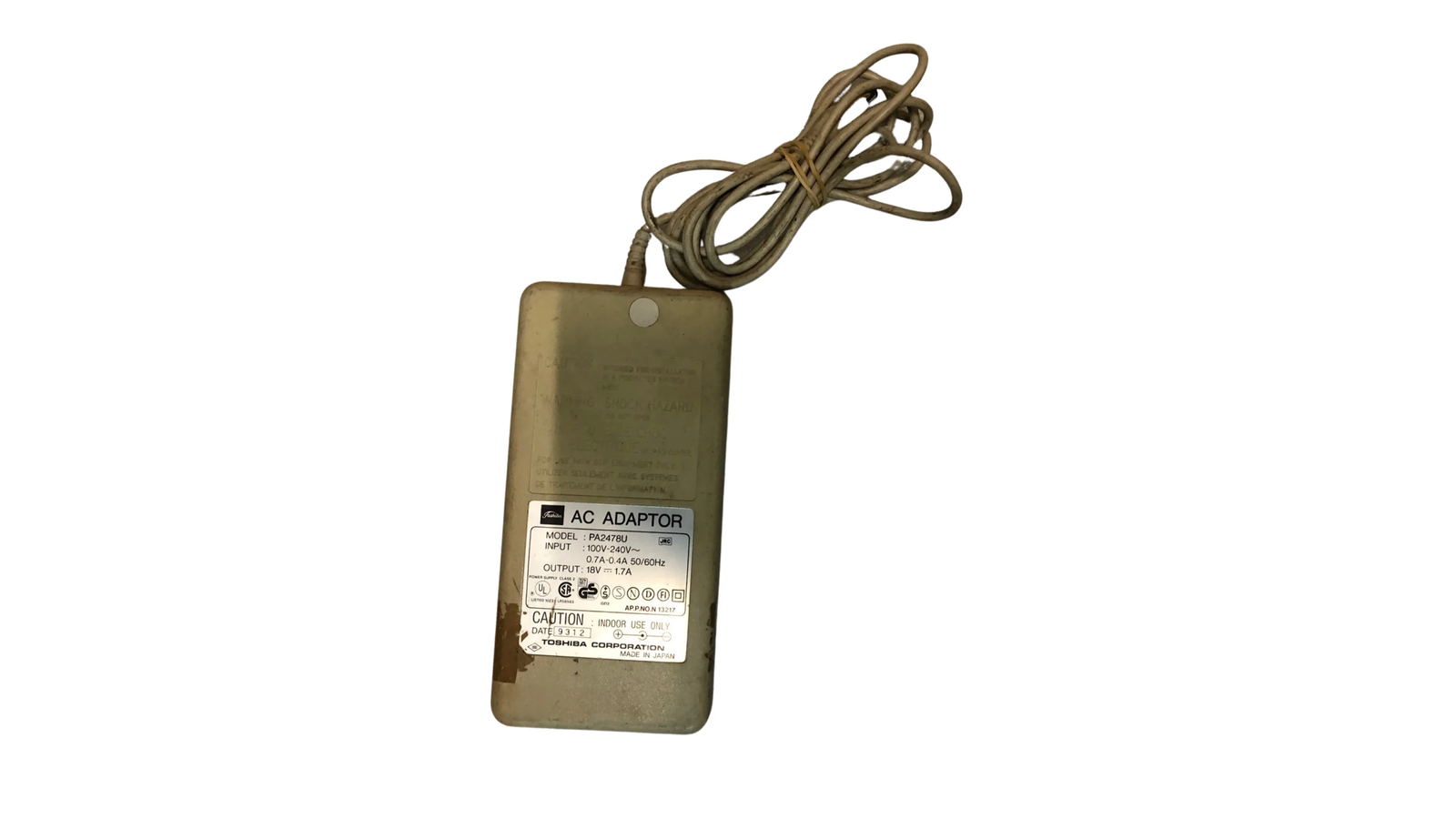 TOSHIBA PA2478U AC ADAPTOR