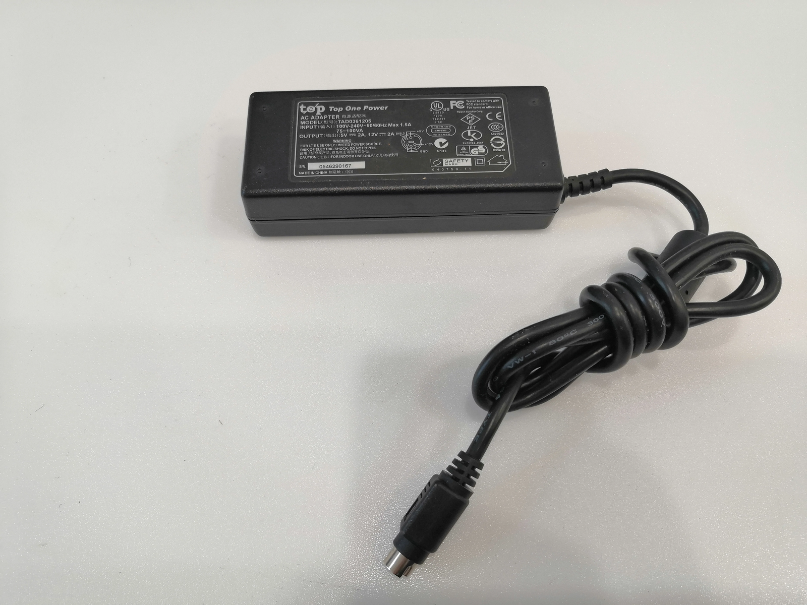 TOP TAD0361205 5V-2A 12V-2A Power Adapter