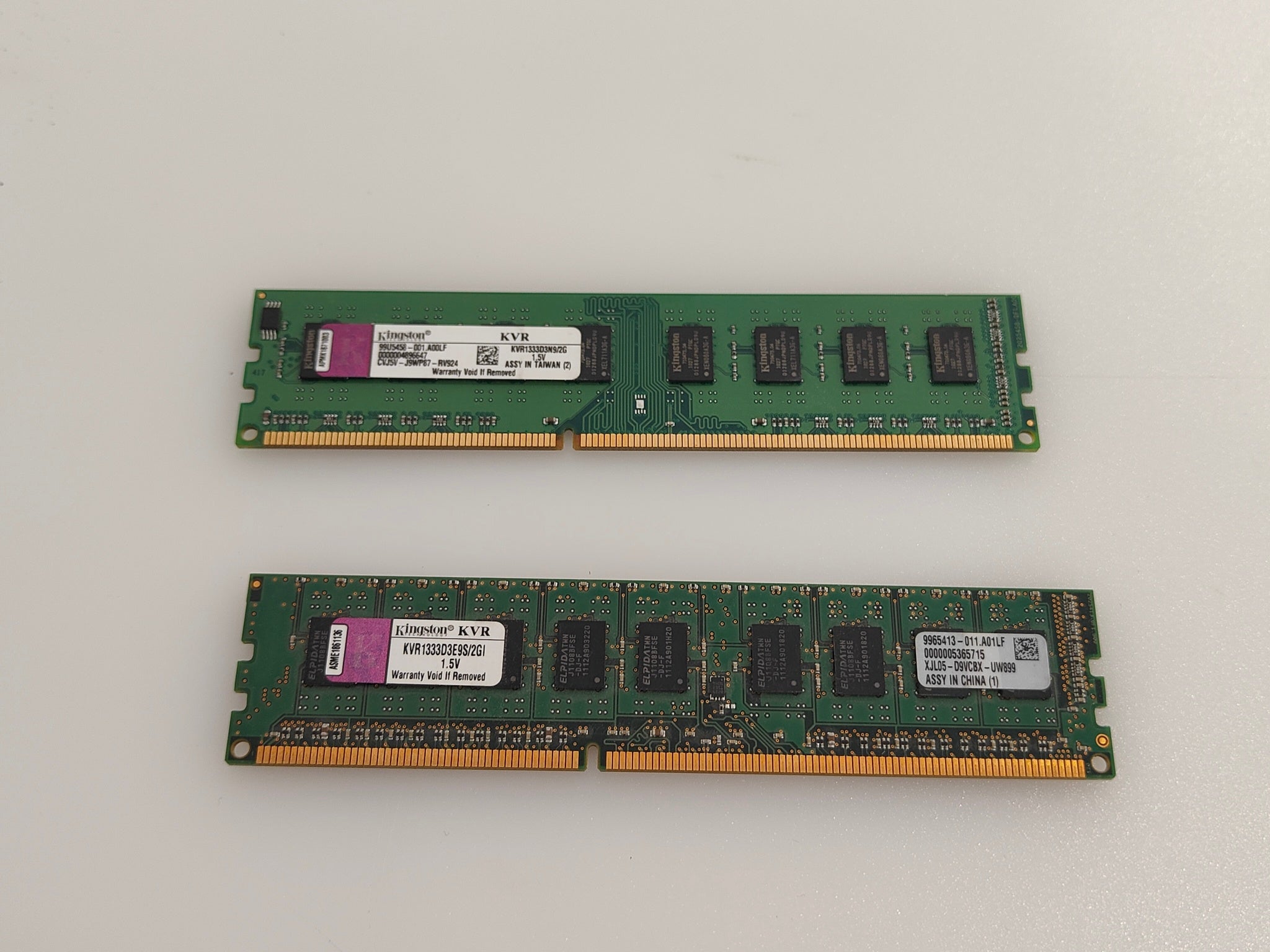 99U5458-001.A00LF (KVR1333D3N9/2G) and 9965413-011.A01LF (KVR1333D3E9S/2G) DDR3 Memory modules