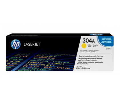 HP 304A Yellow Original LaserJet Toner Cartridge, CC532A (one unit from triple pack)