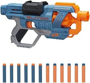 Ecost Customer Return Nerf Elite 2 Commander RD-6 Blaster, 12 Nerf Darts, 6-Dart Rotationstrommel, T