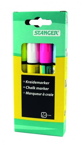 STANGER chalk MARKER, 3-5 mm, set 4 colours 620030