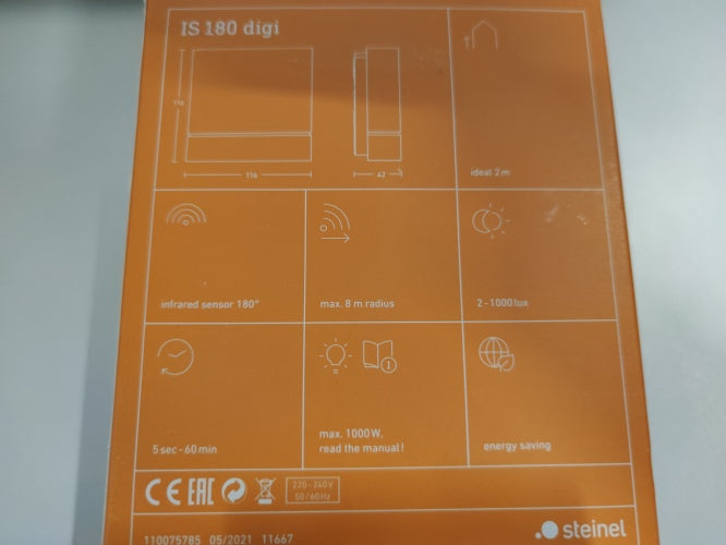 Ecost customer return Steinel Motion Sensor IS 180 Digi White, 180° Detection, 8 m Range, Smart Blue