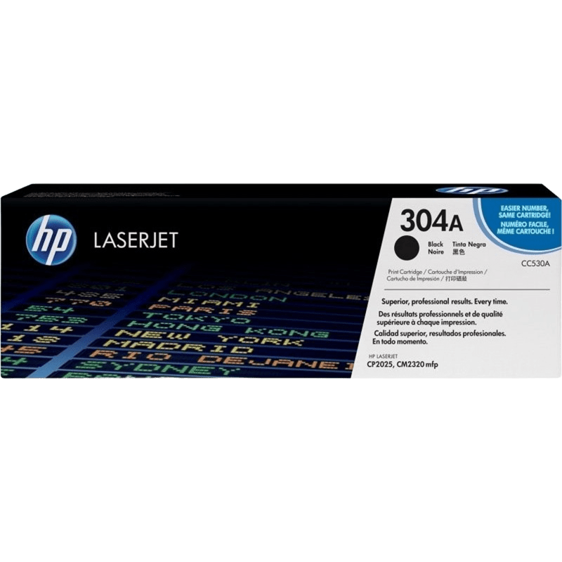 HP 304A Black Original LaserJet Toner Cartridge, CC530A - open box