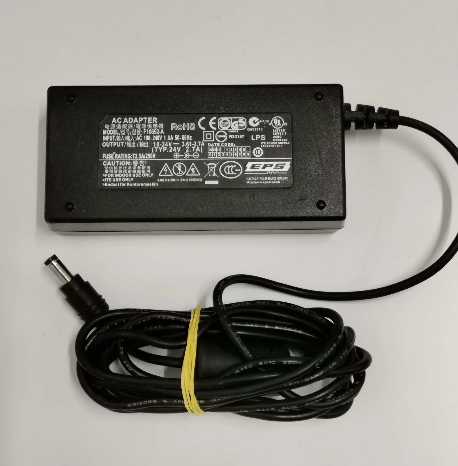 AC ADAPTER F10652-A 18-24V -3.61-2.7A TYP.24V-2.7A 