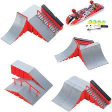 Ecost Customer Return Bibididi Finger Skate Park Kit Ramp Part with 1 Finger Skateboard Mini Scooter