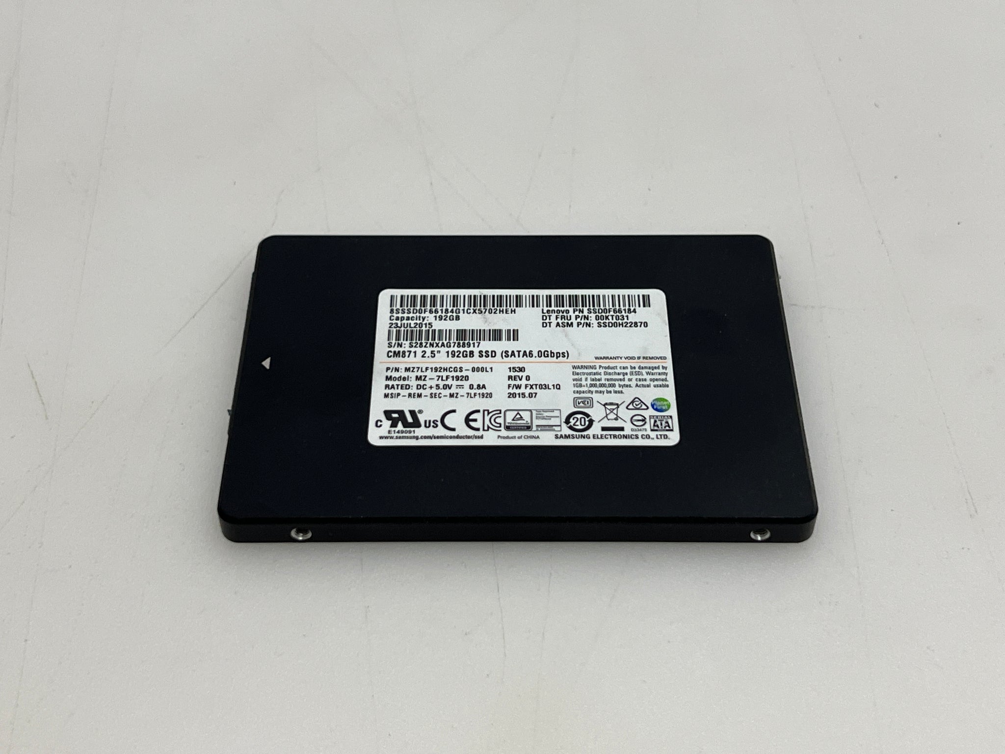 Lenovo S500 – Samsung SSD 192GB SATA 2.5” MZ-7LF1920