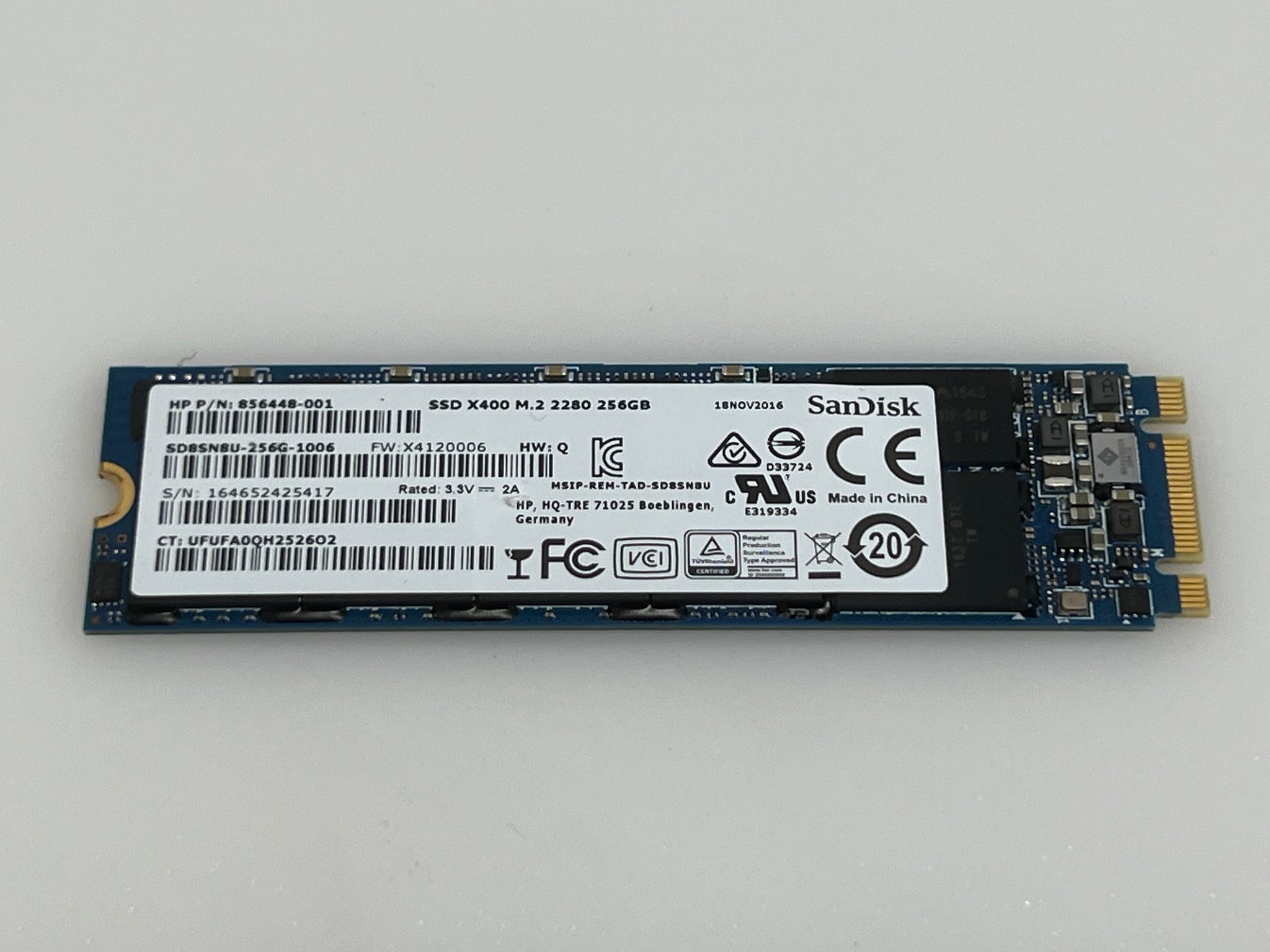 HP ProBook 450 G4 – SanDisk X400 M.2 2280 SSD 256GB (856448-001)