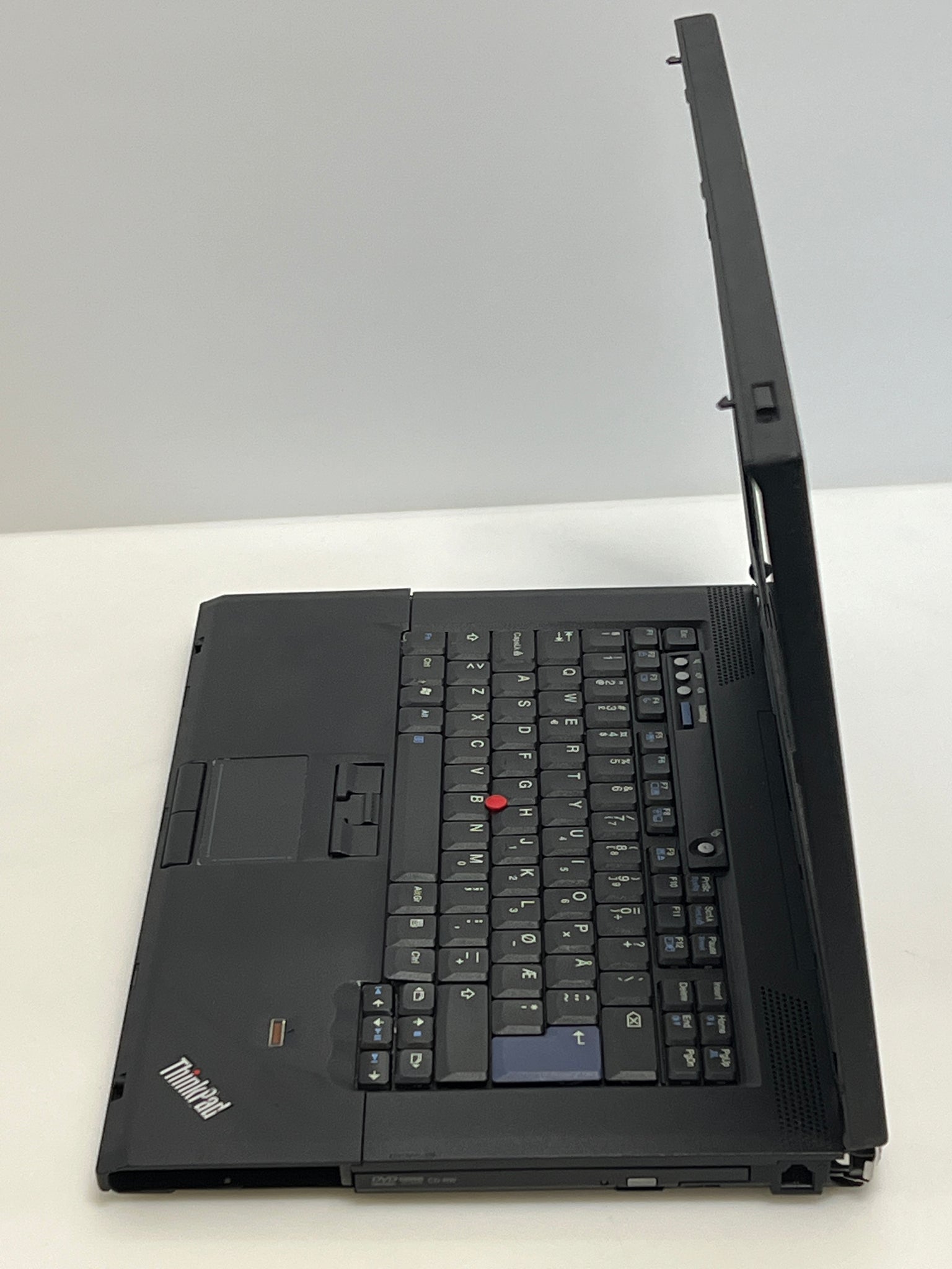 Black ThinkPad laptop on a white background