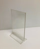 T-shaped plastic promotional display stands with triangular base (15.5 cm x 11 cm)