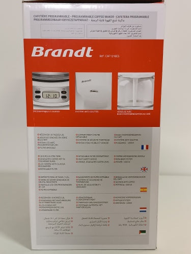Ecost Customer Return, Brandt CAF1318ES Electric Filter Coffee Maker - Capacity 18 Cups - Tank - Gla