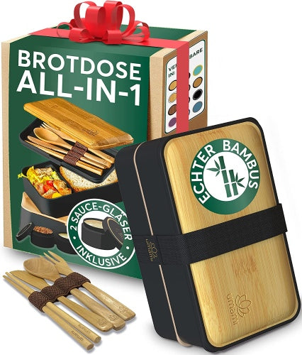 Ecost customer return Umami Bento Box for Adults/Children, 1 Sot pots & 4 cutlery, lunch box for men