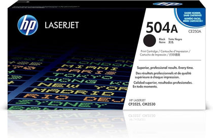 HP 504A Black Original LaserJet Toner Cartridge, CE250A - open box