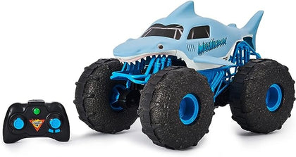 Ecost Customer Return Monster Jam Megalodon Storm, Remote-Controlled Amphibious Vehicle in Shark Sha