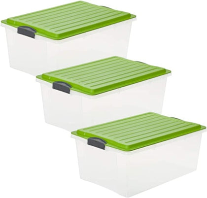 Ecost customer return Rotho Compact 3piece set storage box 38l with lid, plastic, transpa