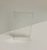 T-shaped plastic promotional display stands with triangular base (15.5 cm x 11 cm)