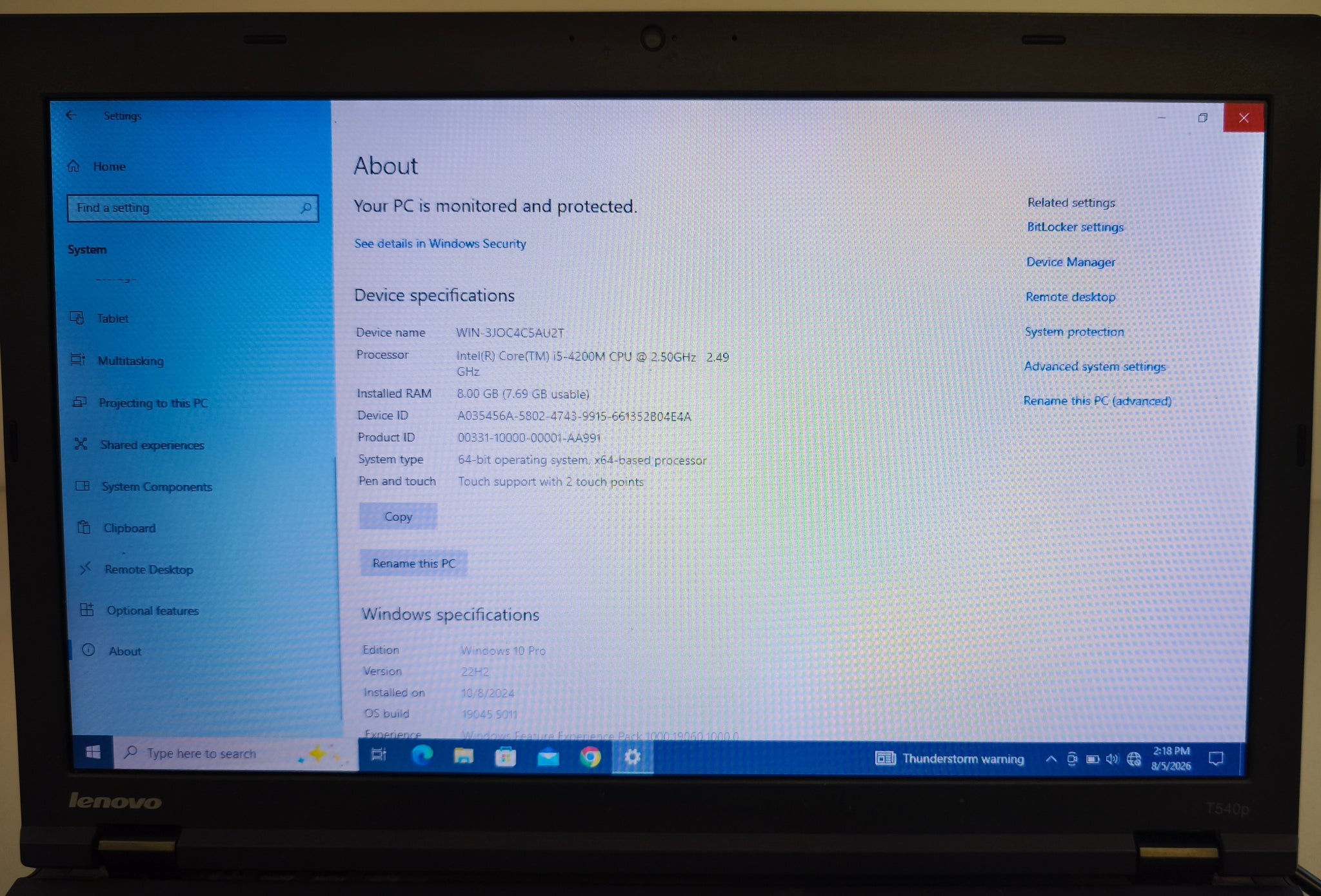 Lenovo ThinkPad T540p 15.6