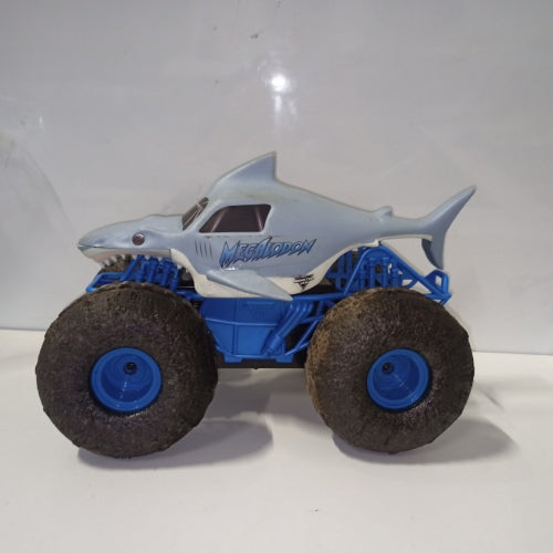 Ecost Customer Return Monster Jam Megalodon Storm, Remote-Controlled Amphibious Vehicle in Shark Sha