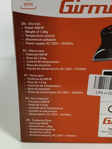 Ecost Customer Return, Girmi Dry Iron Black Unica