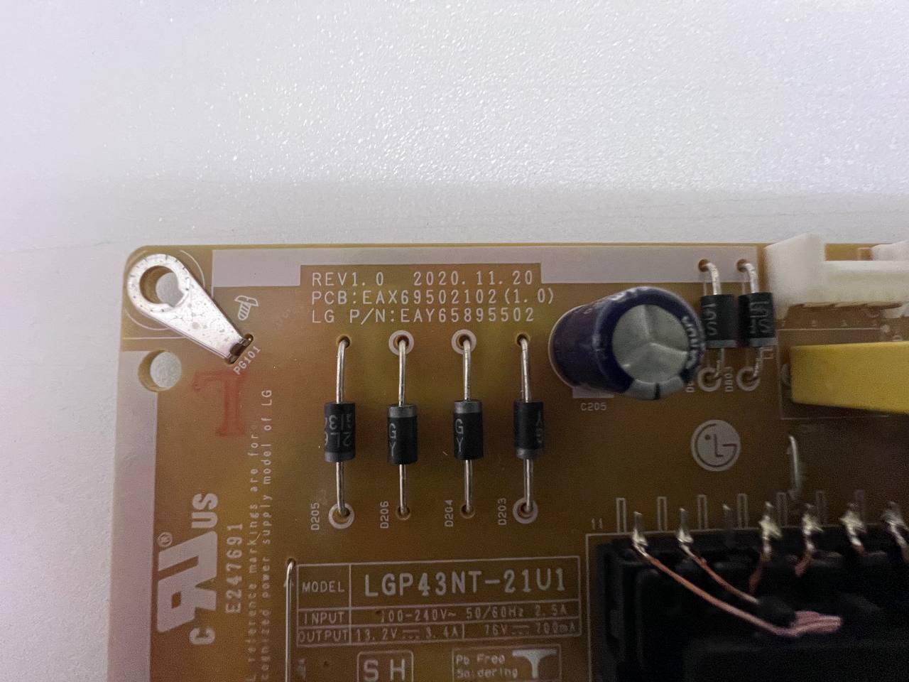 LG 43NANO783QA Smart TV Power Supply Board - EAX69502102 (1.0)