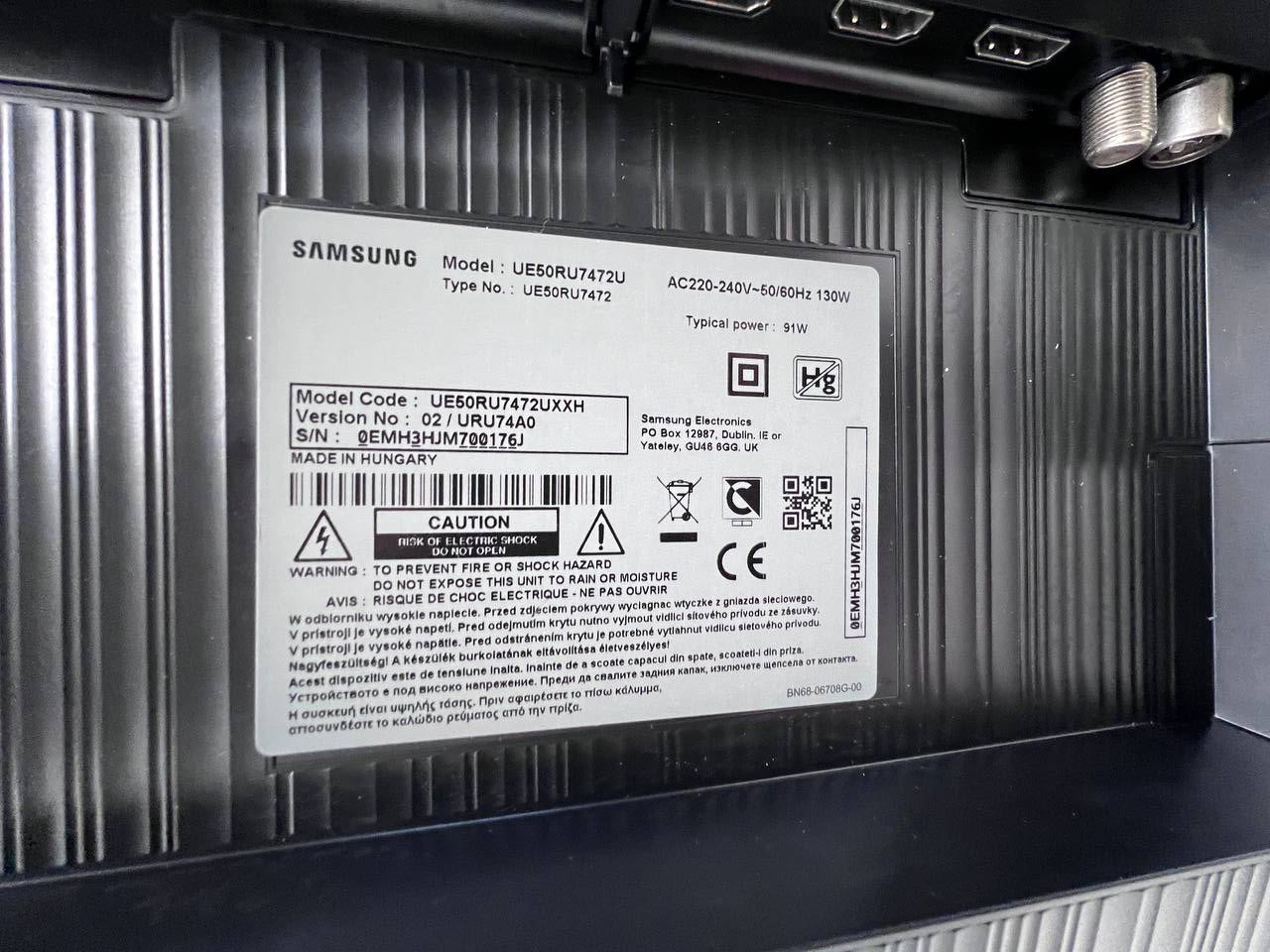 Samsung 50″ UE50RU7472U Smart TV – 4K Ultra HD, Tizen OS, Dynamic Crystal Colour - HDR10+