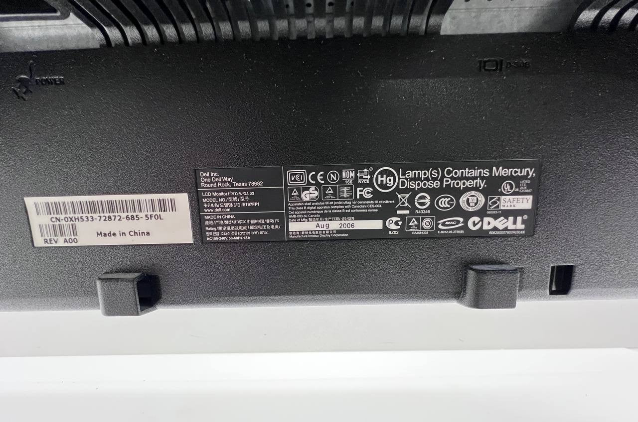 Dell E197FPF LCD 19” Flat Panel Wide Screen, Monitor