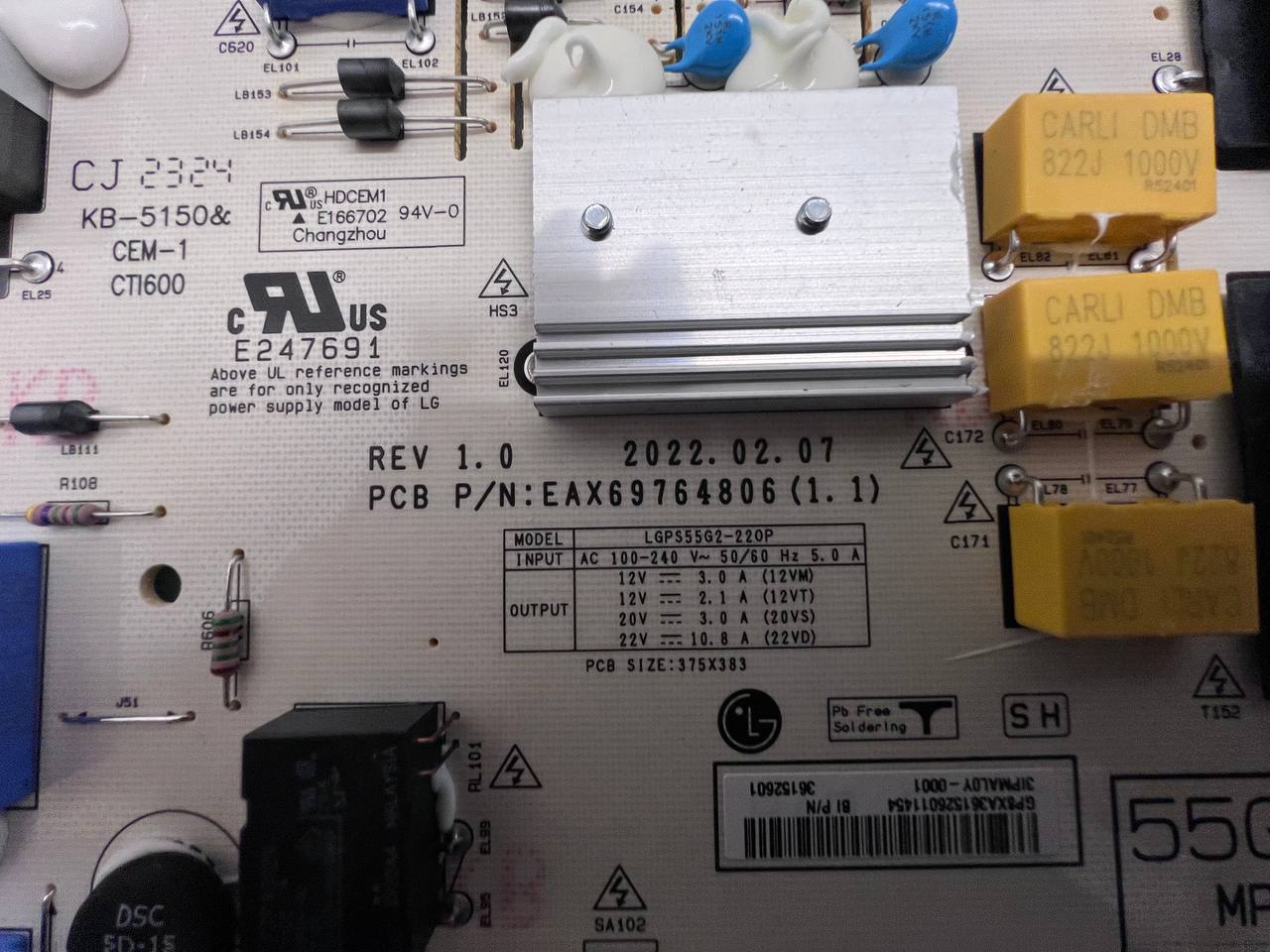 Power Supply EAX69764806 (1.1) for LG OLED55G23LA TV