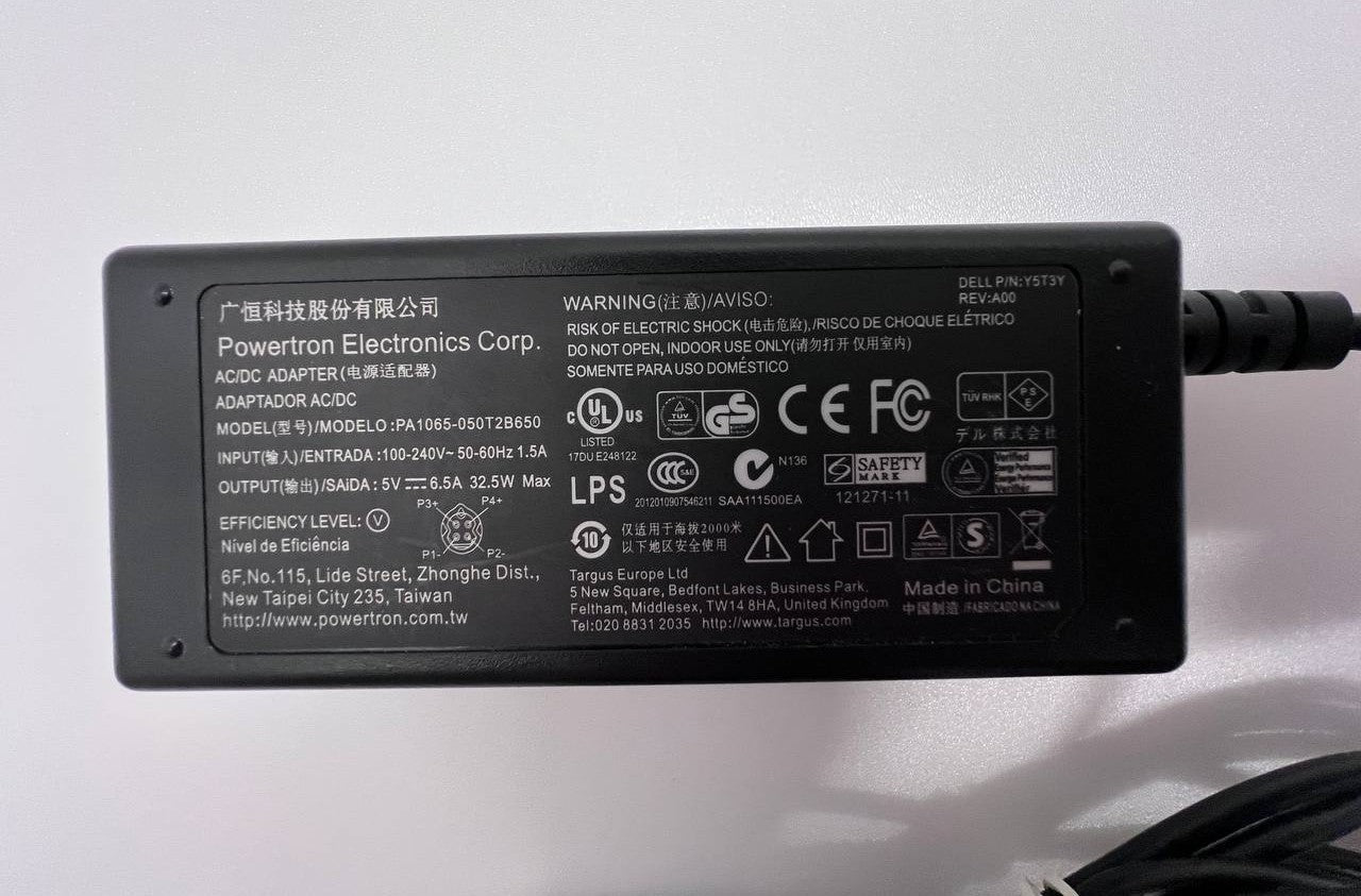 Powertron PA1065-050T2B650 Adapter - AC/DC 5V 6.5A 32.5W