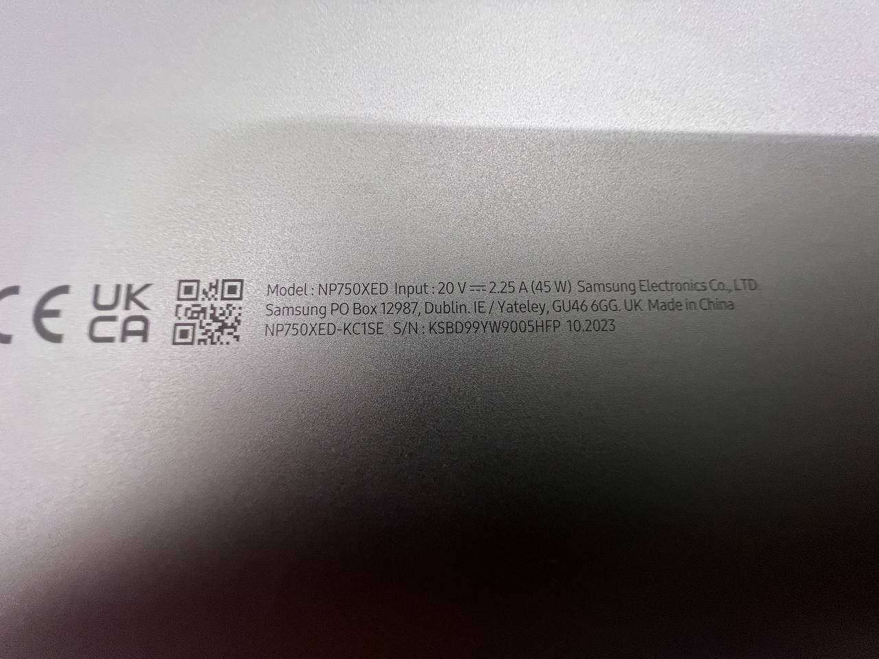 Samsung Galaxy Book2 NP750XED - Original Back Cover