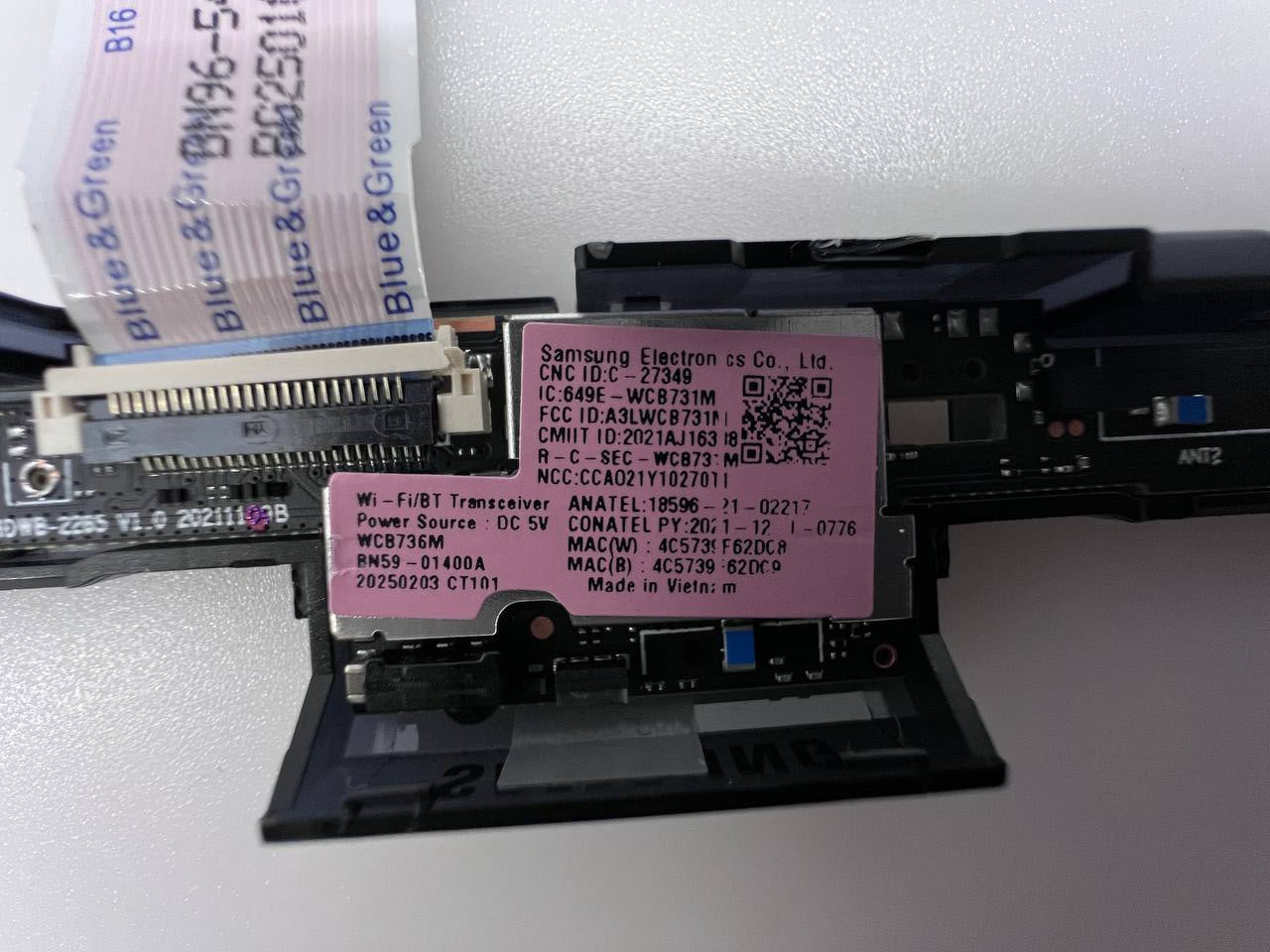 Samsung WE75Q60DAU WiFi/BT Module WCB736M BN59-01400A with LVDS Cable BN96-54741A