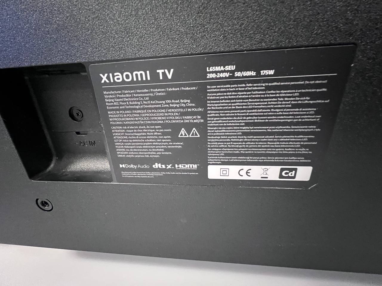Xiaomi L65MA-SEU 65″ Smart 4K UHD TV