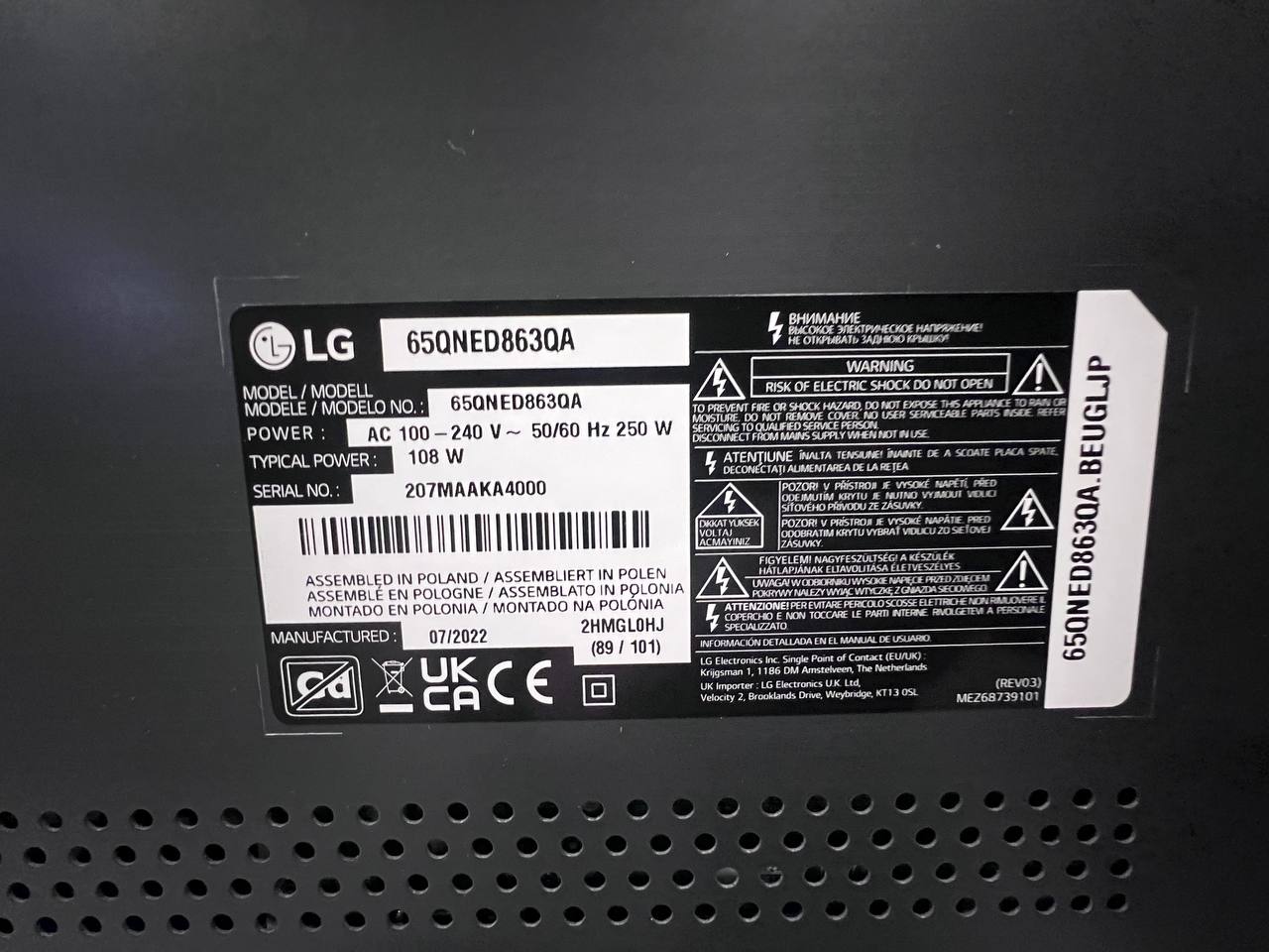 LG QNED863QA 65″ 4K UHD Smart TV – Quantum Dot NanoCell Mini-LED, 120Hz HDR