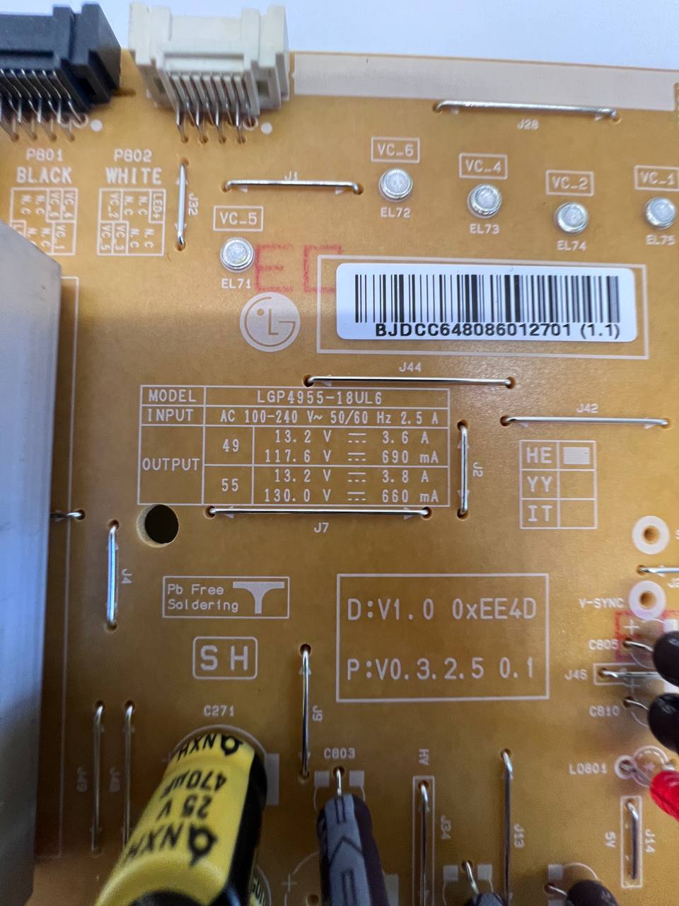 Power Supply EAX67645501 (1.8) LGP4955-18UL6 for LG 55UK7550MLA TV