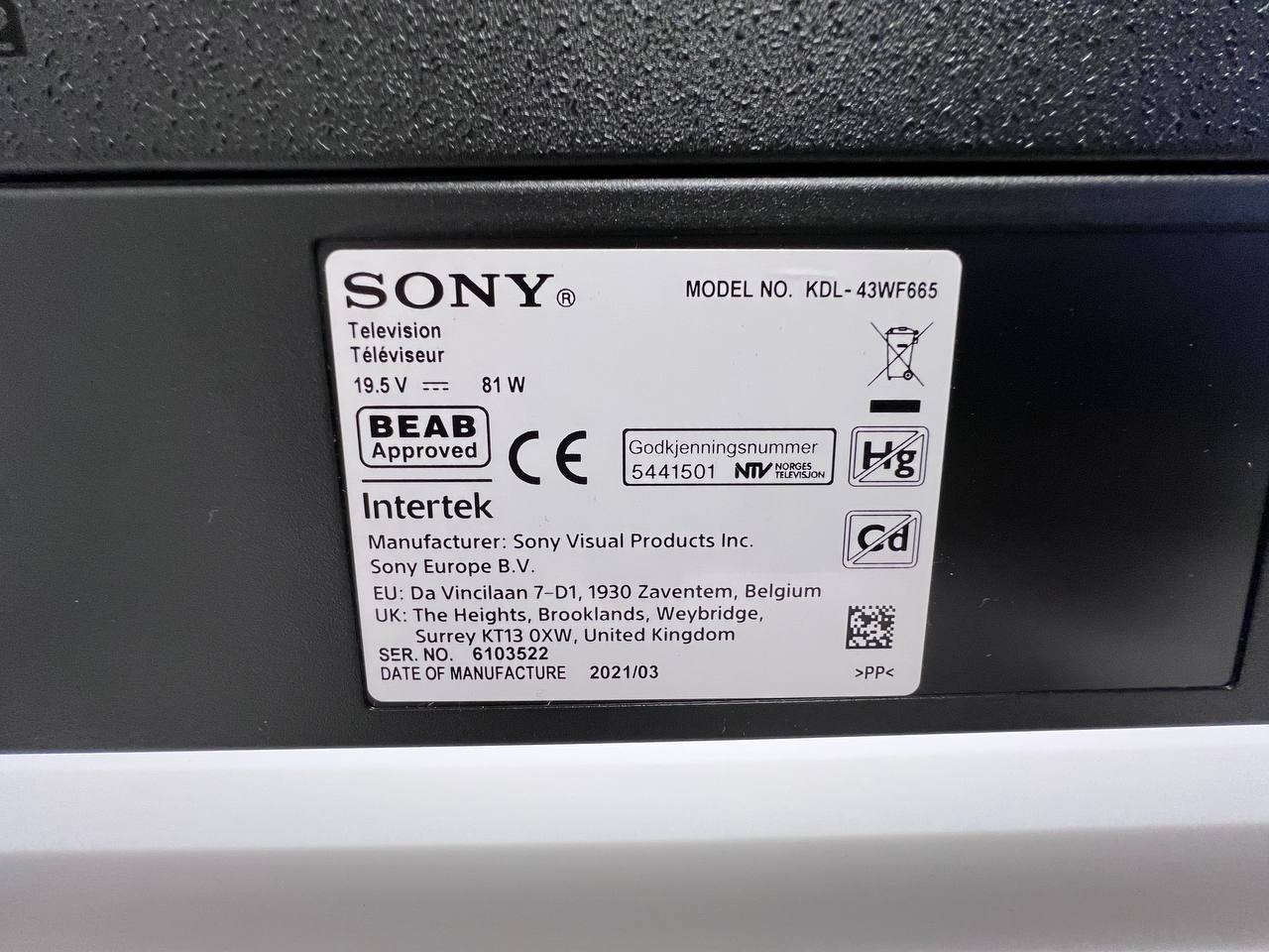 Sony Bravia KDL-43WF665 43